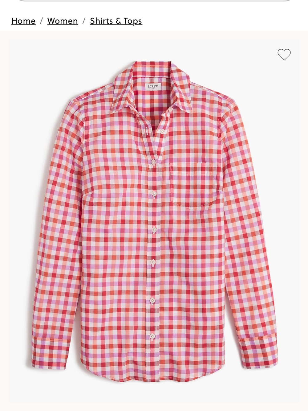 J. Crew Red, purple orange and tan  Gingham Button-Down Shirt